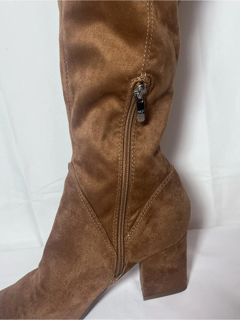 Marc Fisher Over-the-Knee Block Heel Boots - Brown Suede